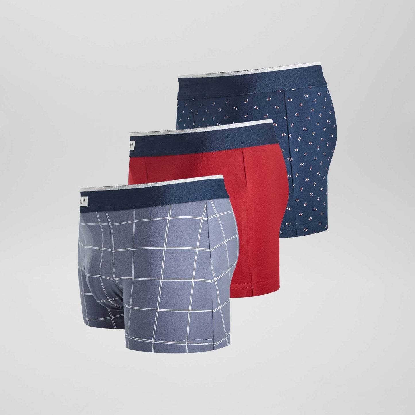 Lot 3 boxers stretch Bleu/rouge/gris