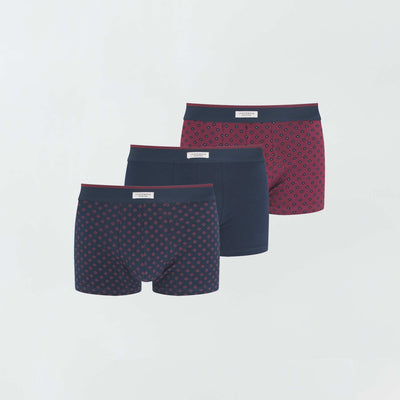Lot 3 boxers stretch Bleu/rouge