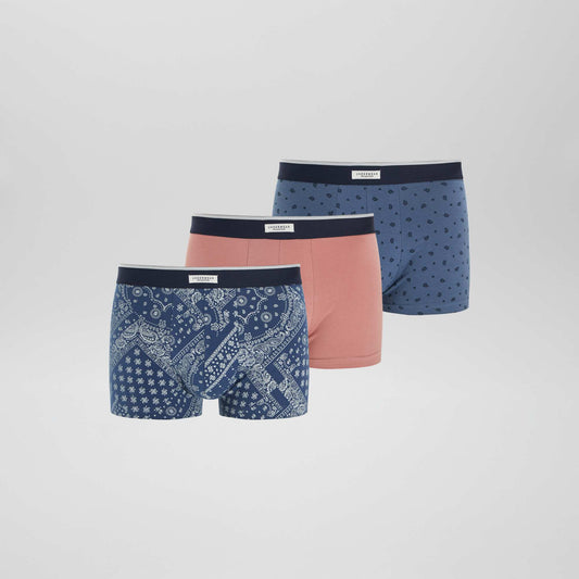 Lot 3 boxers stretch Bleu/rose