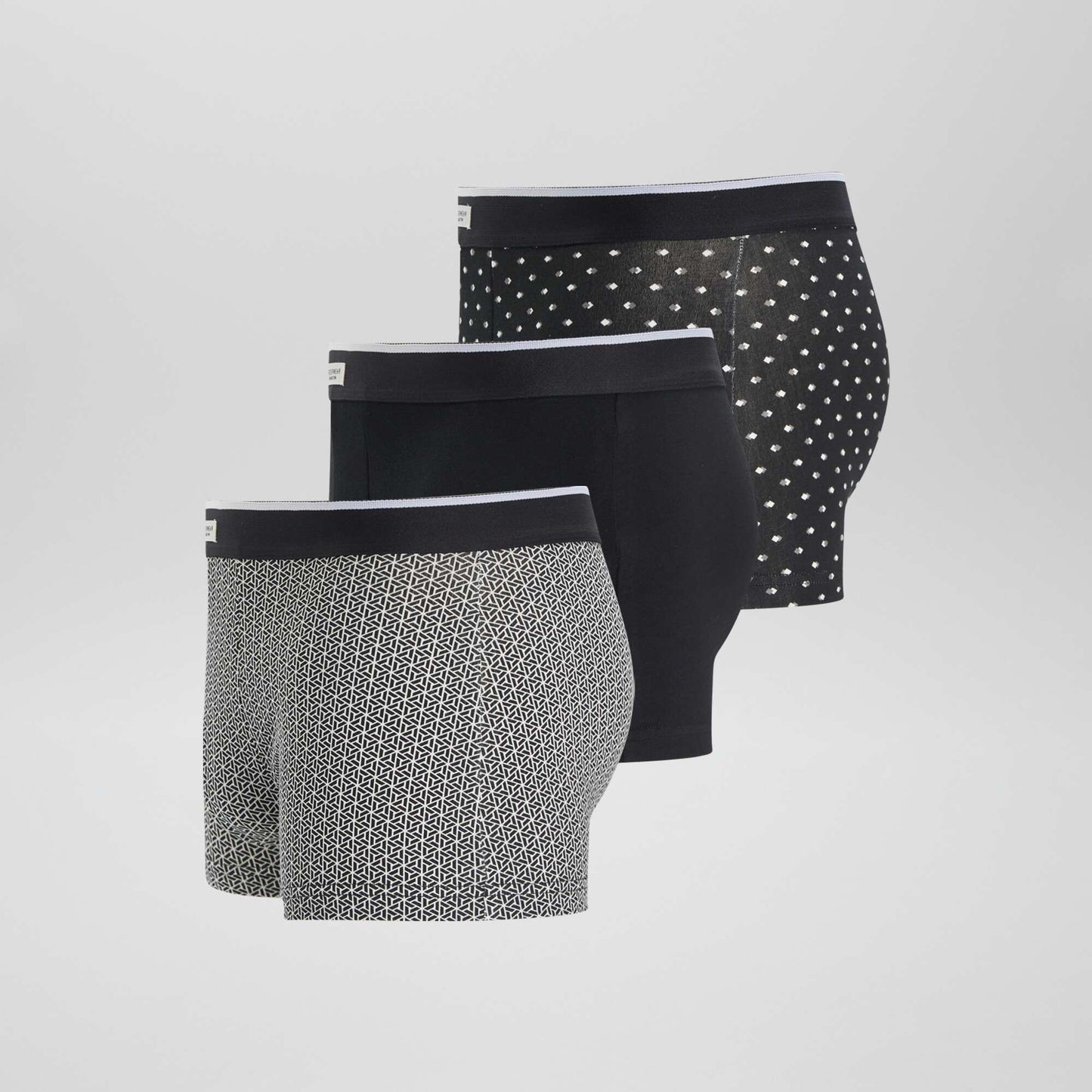 Lot 3 boxers stretch Blanc/noir