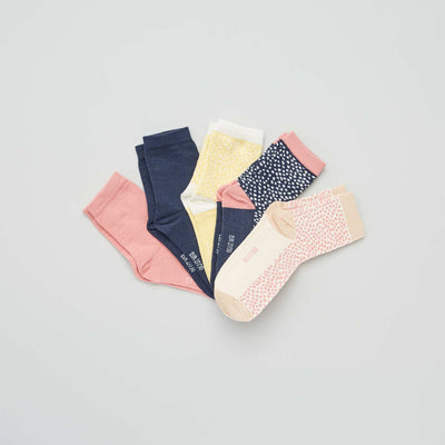 Lot de 5 paires de chaussettes pois Rose