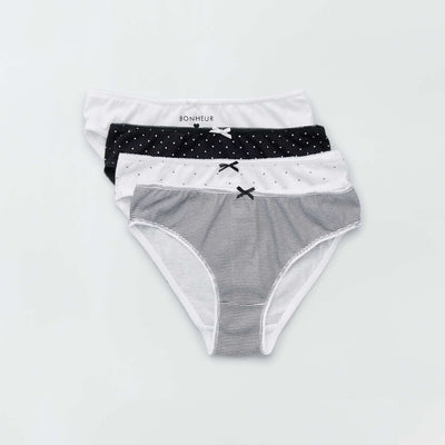 Culottes en jersey avec n ud fantaisie - Lot de 4 imprim noir