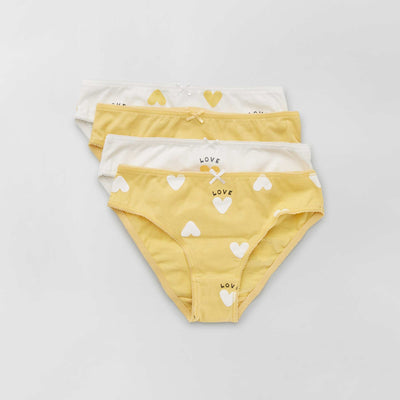Culottes en jersey avec n ud fantaisie - Lot de 4 blanc/jaune