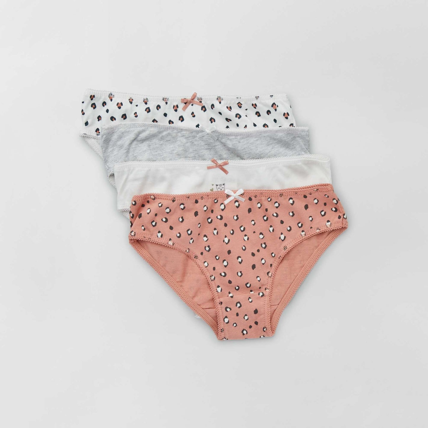 Culottes en jersey avec n ud fantaisie - Lot de 4 Rose/gris/blanc