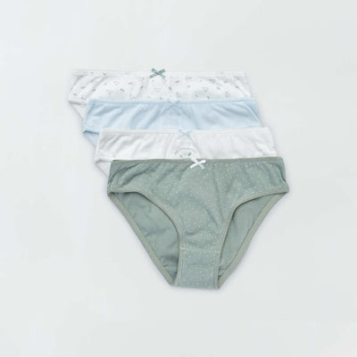Culottes en jersey avec n ud fantaisie - Lot de 4 Blanc/vert