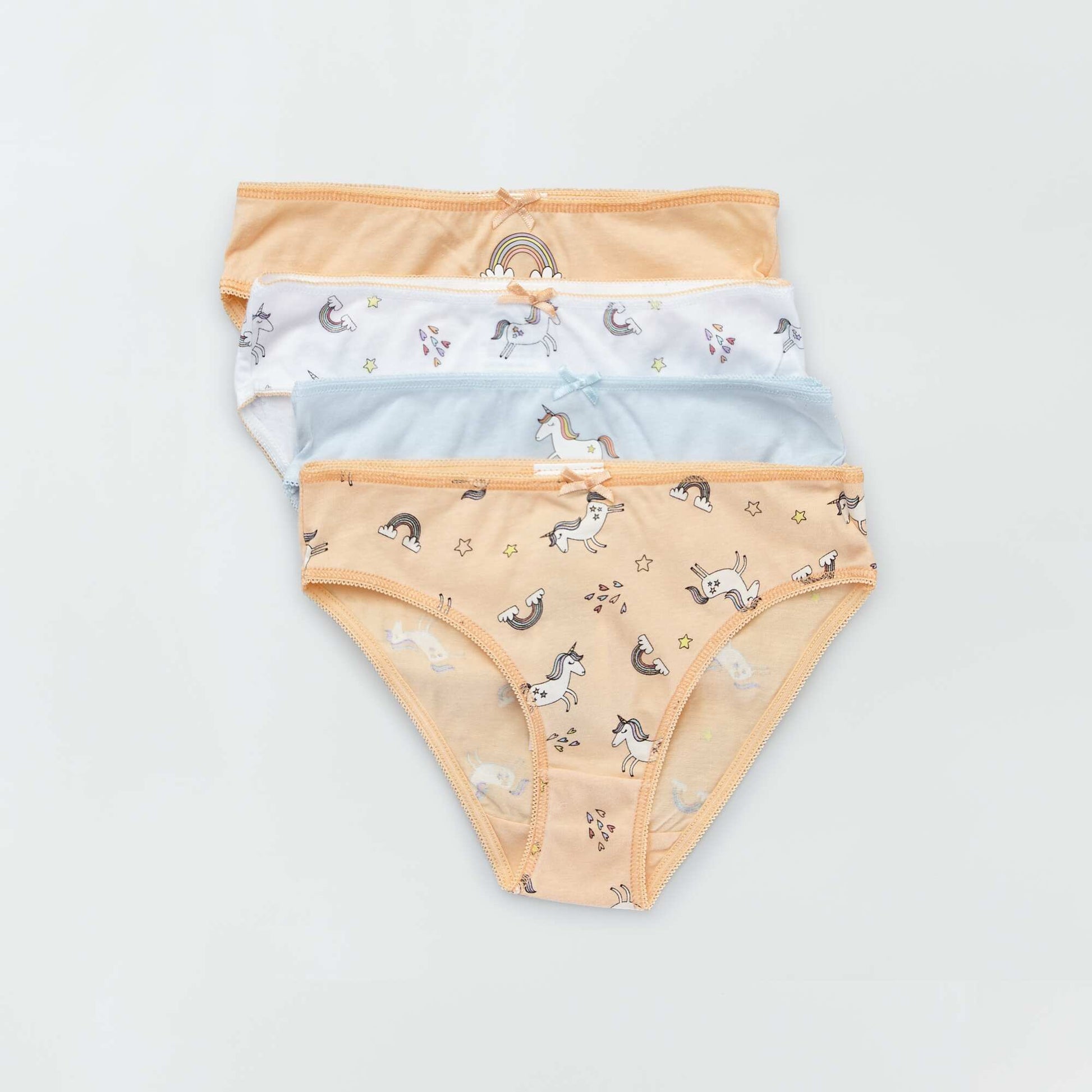Culottes en jersey avec n ud fantaisie - Lot de 4 Orange/bleu