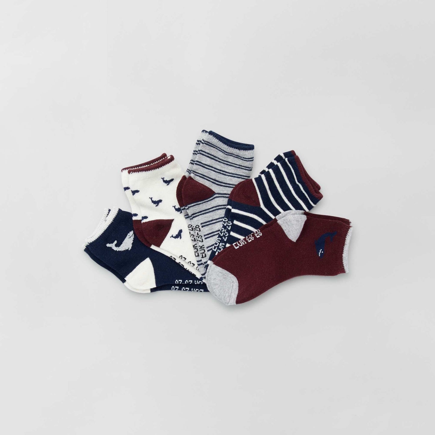 Chaussettes fantaisie - Lot de 5 Bleu/Bordeaux