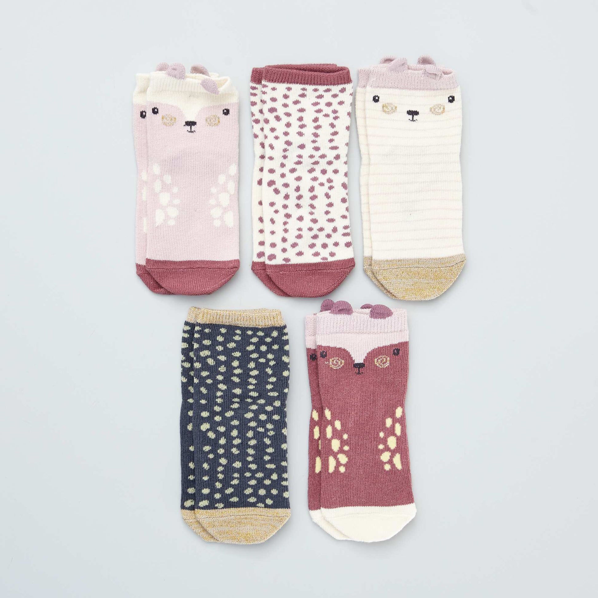 Chaussettes fantaisie - Lot de 5 MARRON