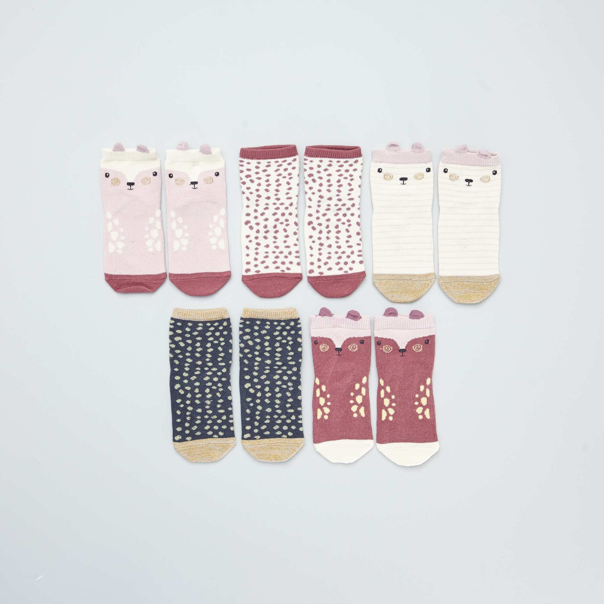 Chaussettes fantaisie - Lot de 5 MARRON
