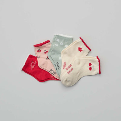 Chaussettes fantaisie - Lot de 5 Blanc/rose
