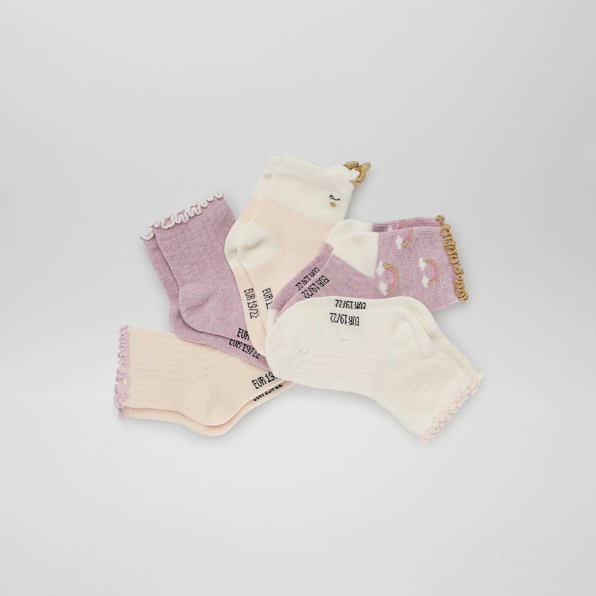 Chaussettes fantaisie - Lot de 5 Violet/rose