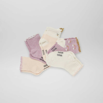 Chaussettes fantaisie - Lot de 5 Violet/rose