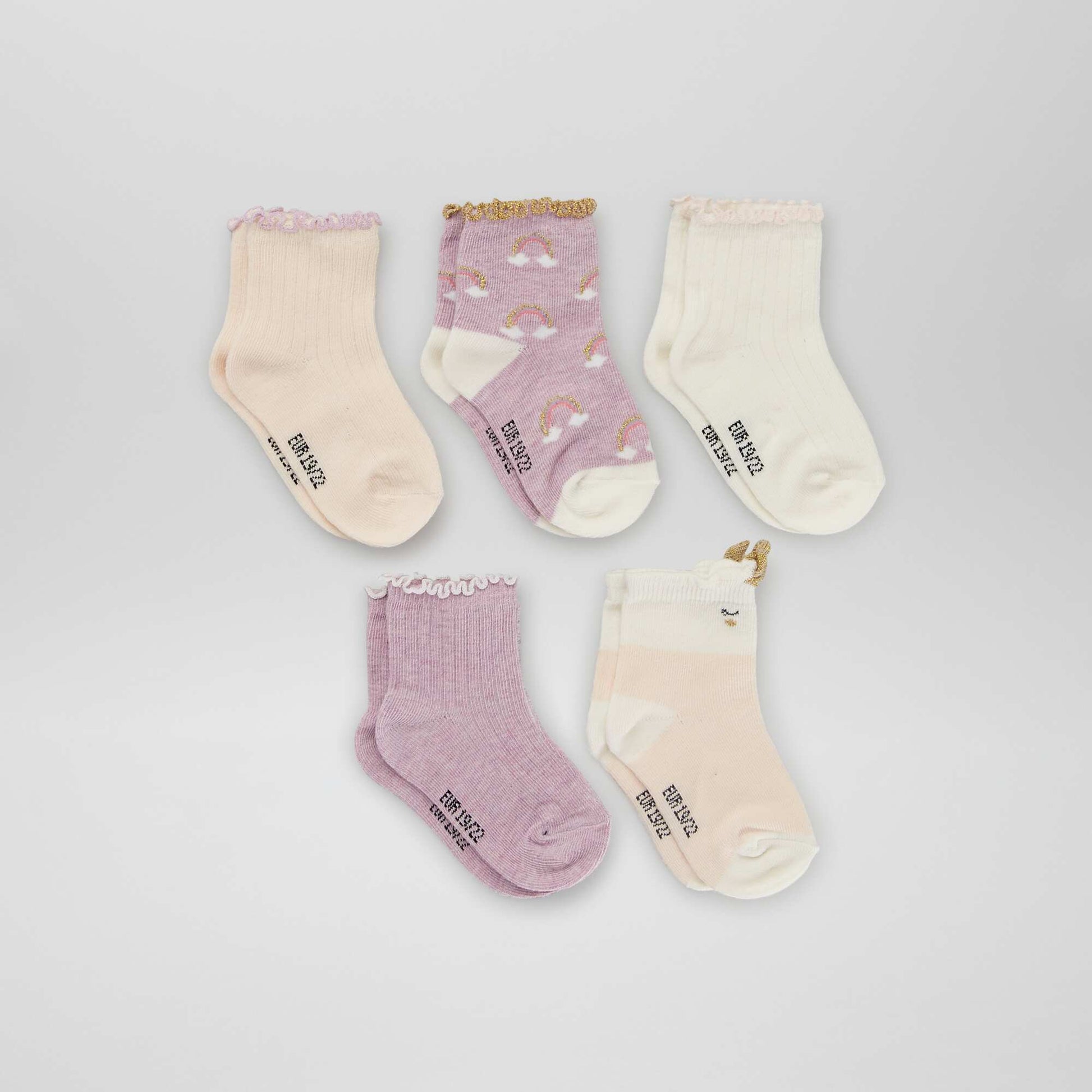 Chaussettes fantaisie - Lot de 5 Violet/rose