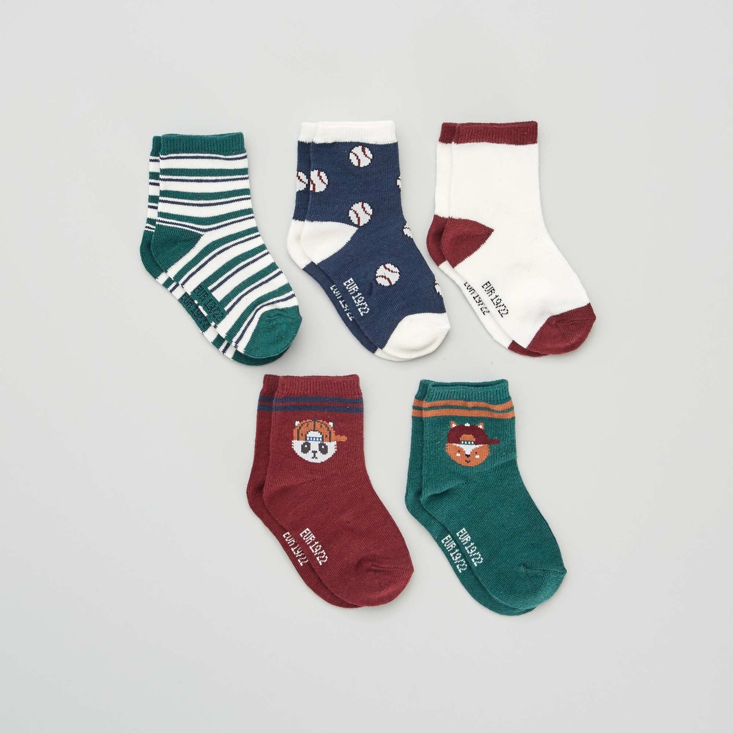 Chaussettes fantaisie - Lot de 5 Vert/rouge