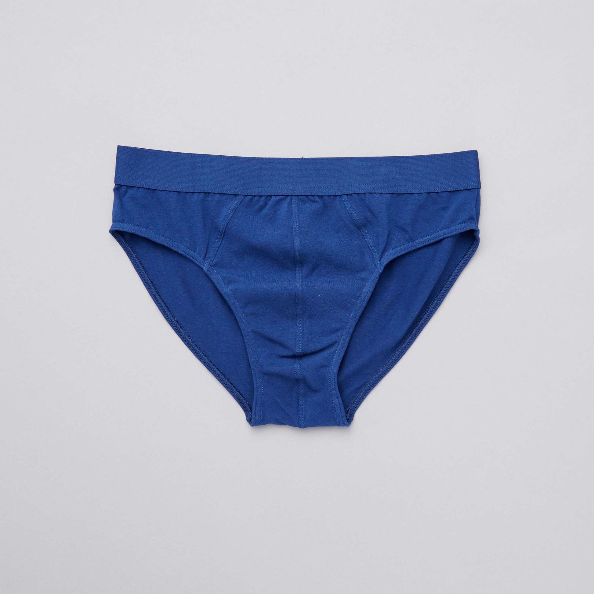 Lot de 3 slips unis en coton bleu gris rouge