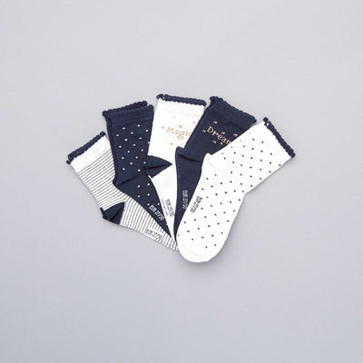Lot de 5 paires de chaussettes hautes blanc bleu