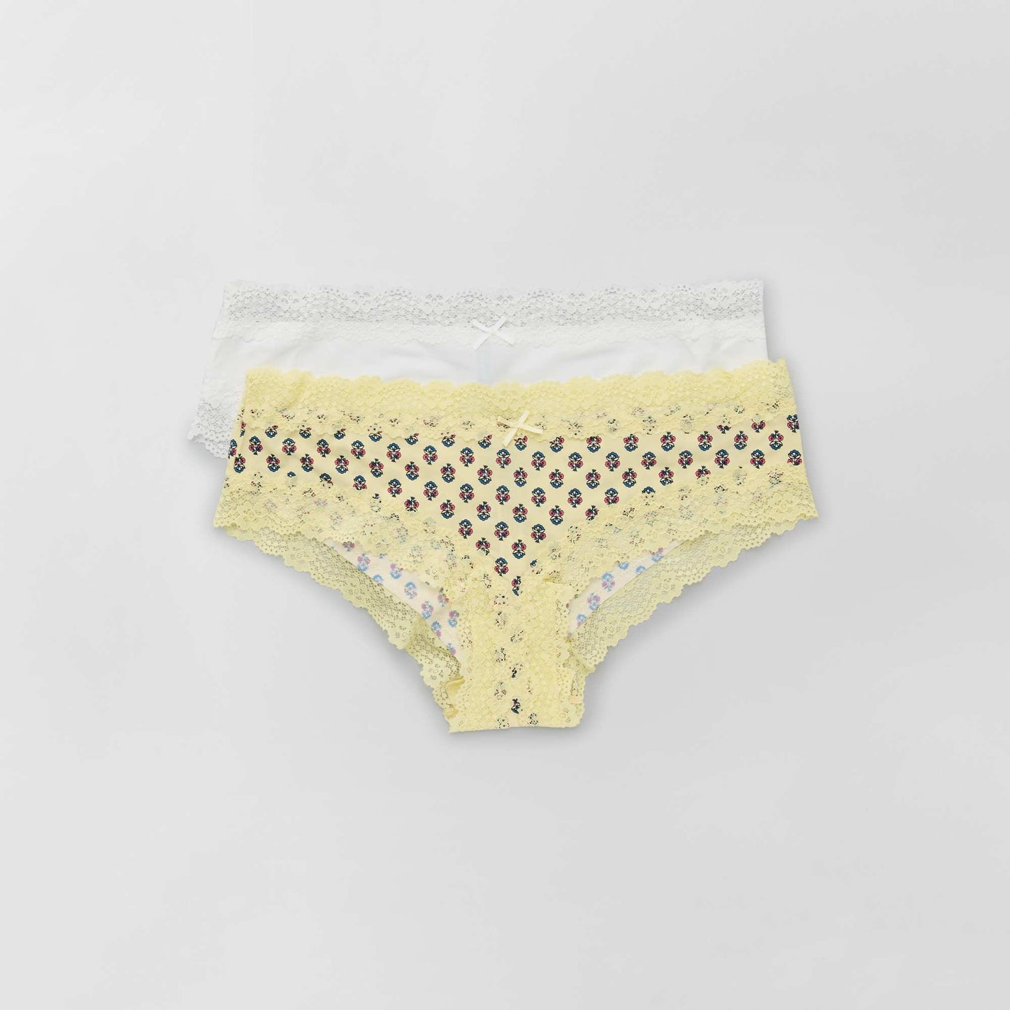 Lot de 2 shorties microfibre Jaune/blanc