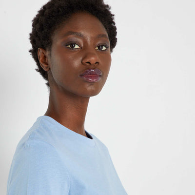 T-shirt uni en jersey Bleu