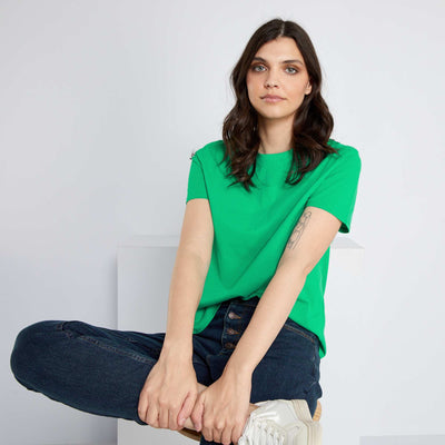 T-shirt uni en jersey Vert