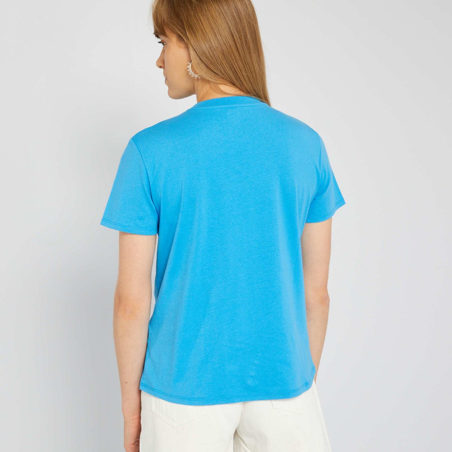 T-shirt uni en jersey bleu