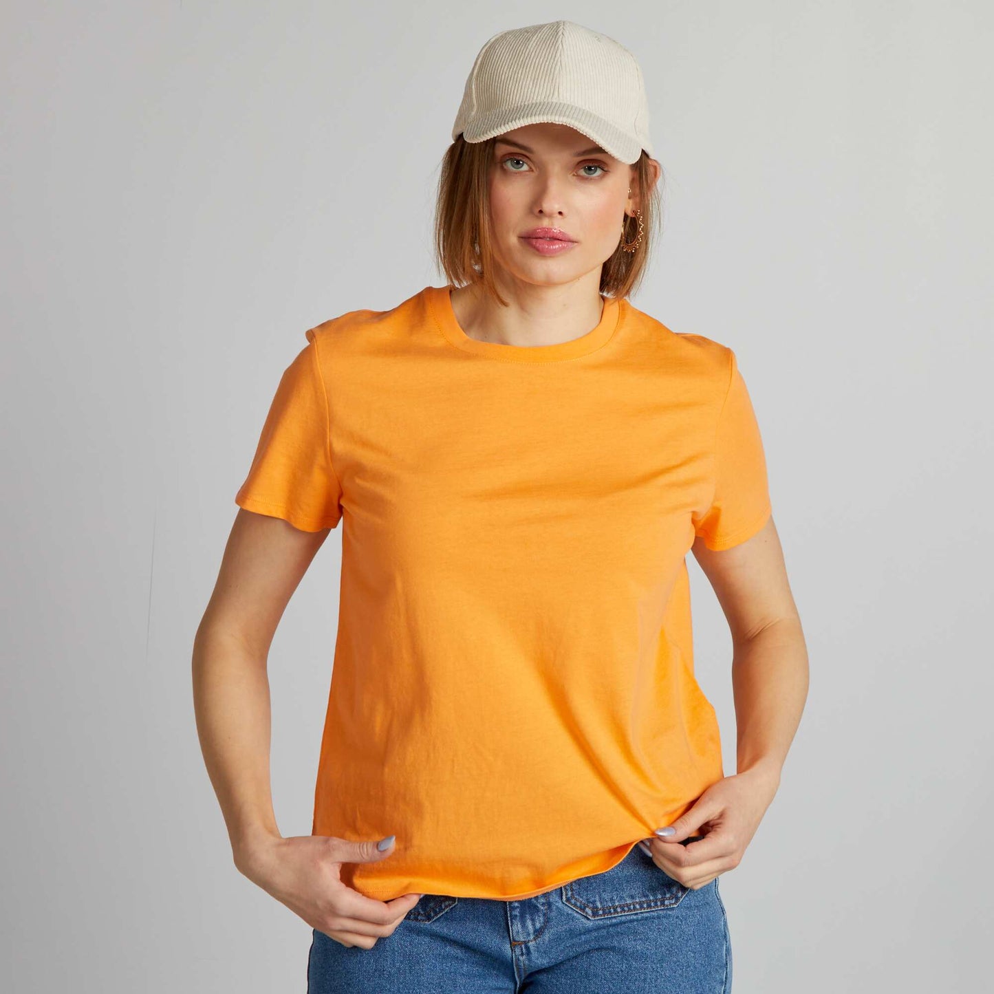 T-shirt uni en jersey Orange