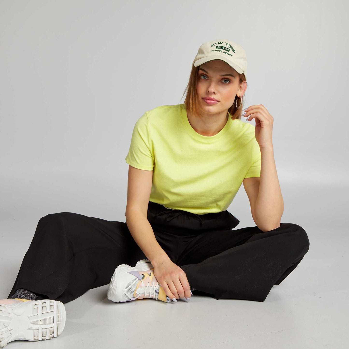 T-shirt uni en jersey jaune pale