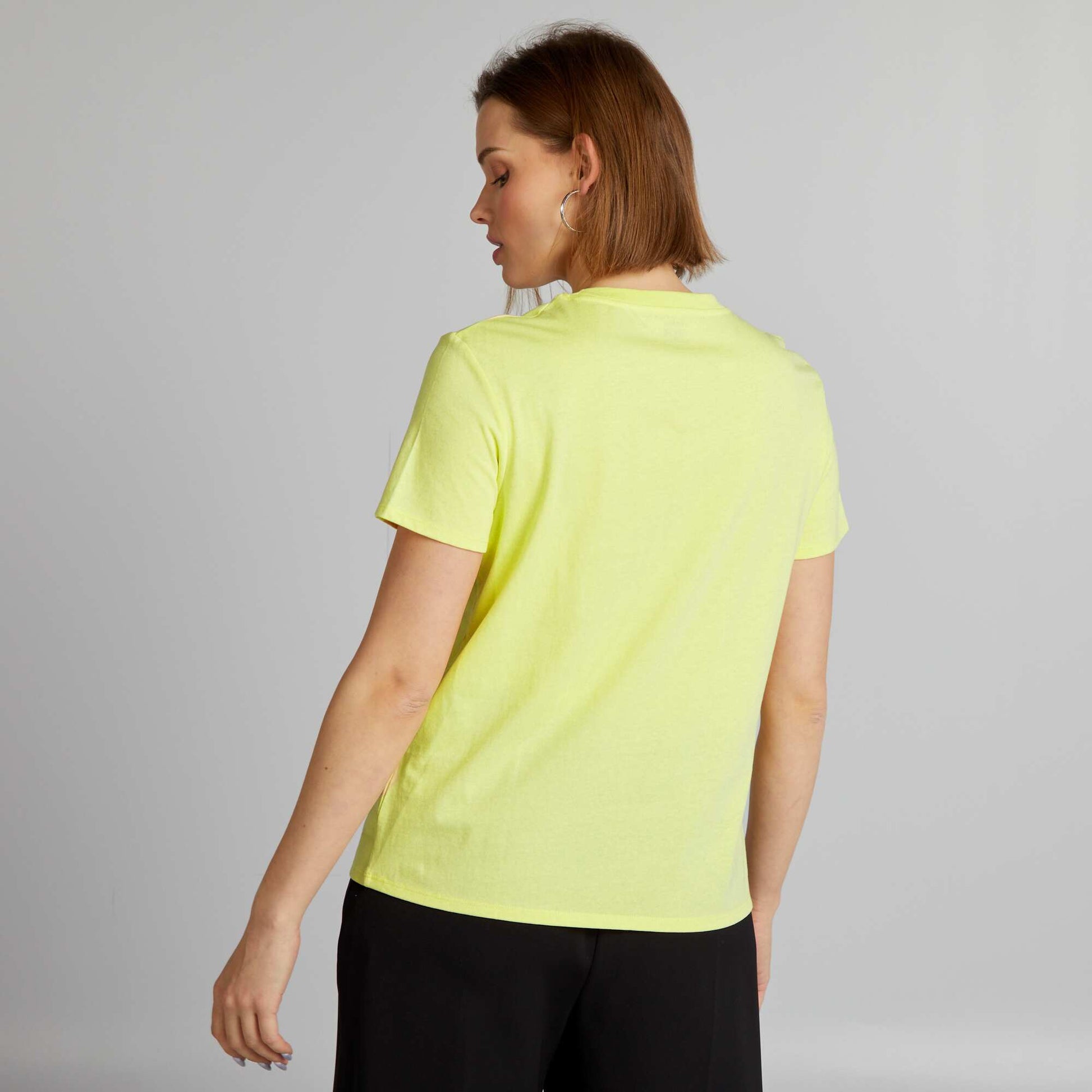 T-shirt uni en jersey jaune pale