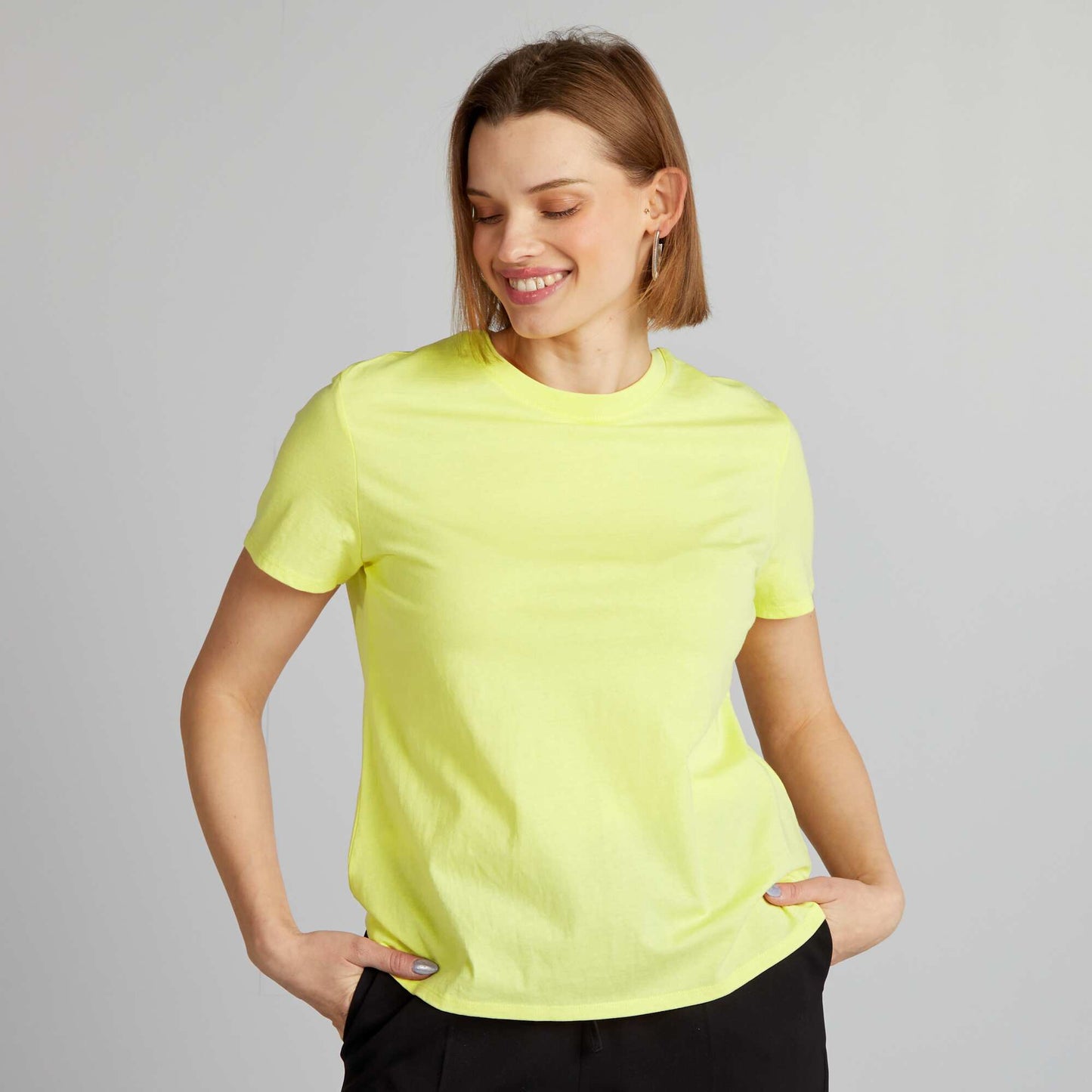 T-shirt uni en jersey jaune pale
