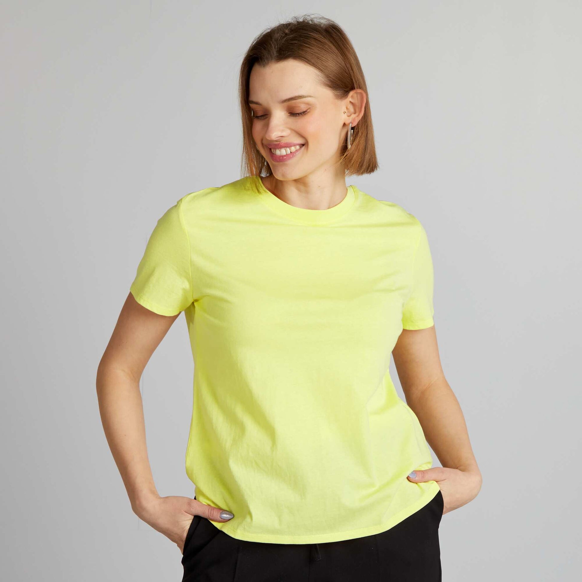 T-shirt uni en jersey jaune pale