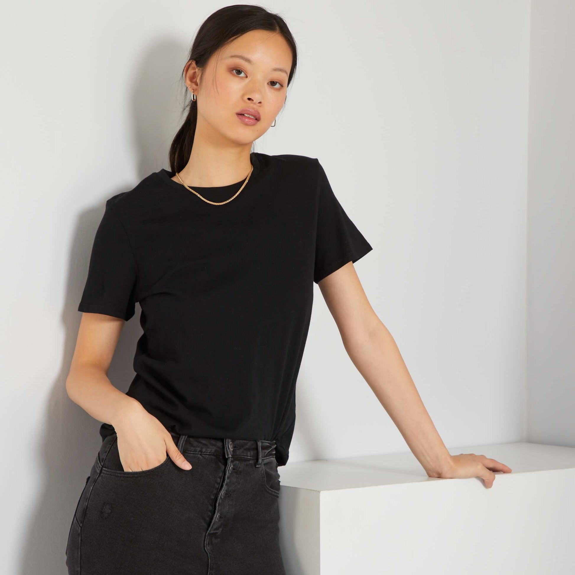 T-shirt uni en jersey noir