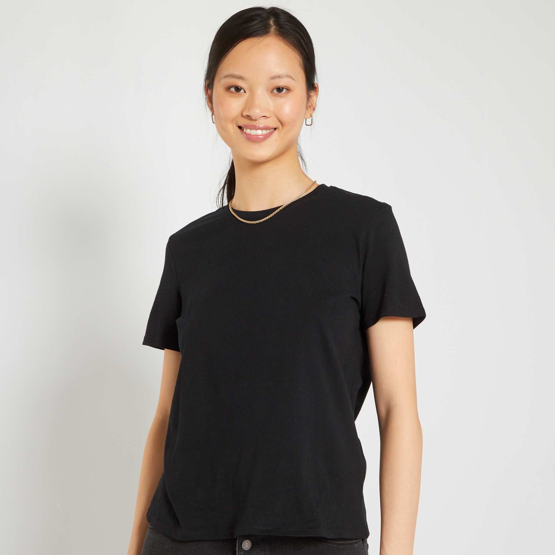 T-shirt uni en jersey noir