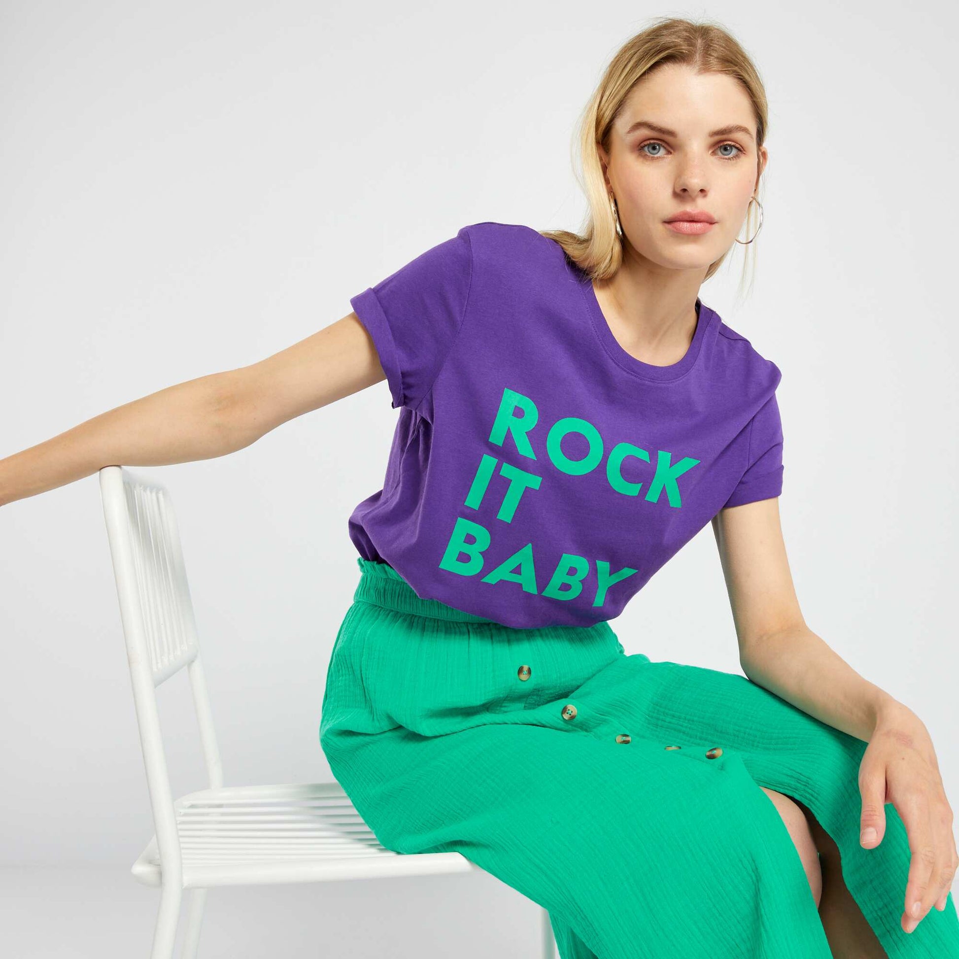 T-shirt en jersey imprim Violet