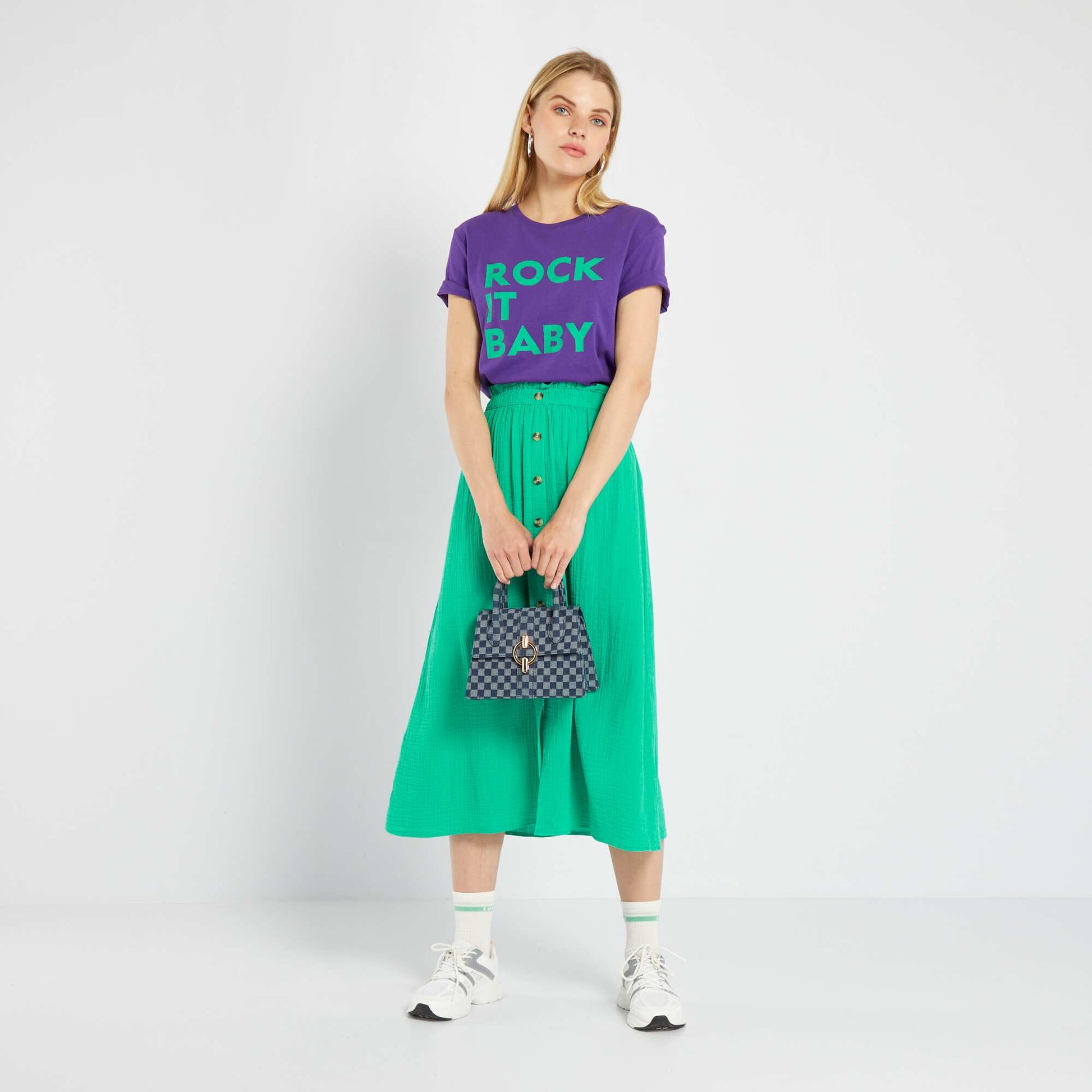 T-shirt en jersey imprim Violet