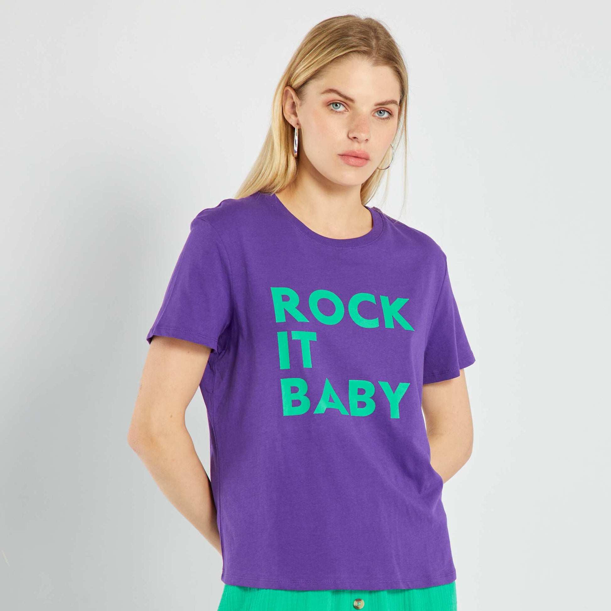 T-shirt en jersey imprim Violet