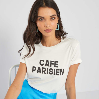 T-shirt en jersey imprim Blanc