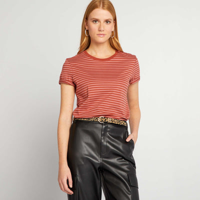 T-shirt en jersey imprim Marron