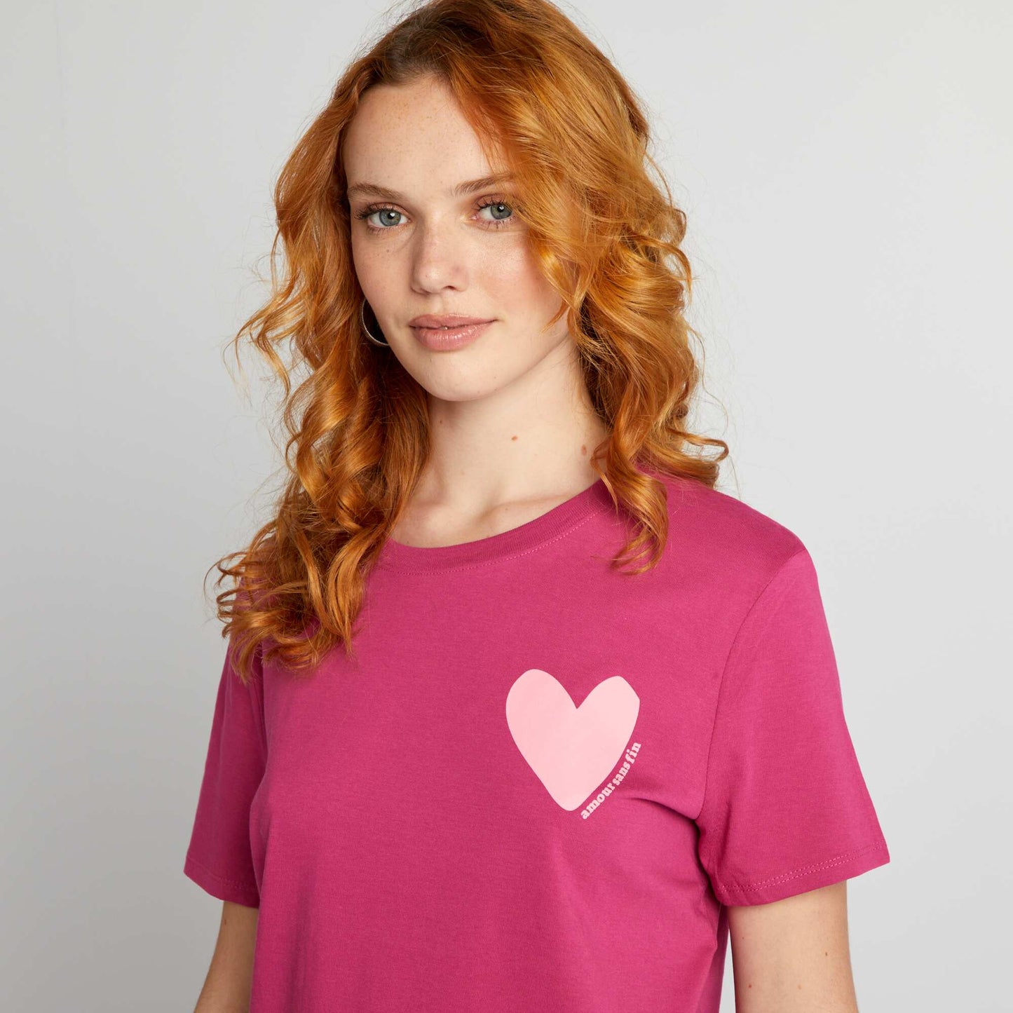 T-shirt en jersey imprimé Rose