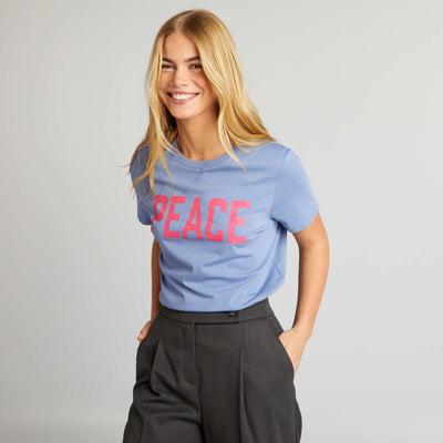 T-shirt en jersey imprim Bleu