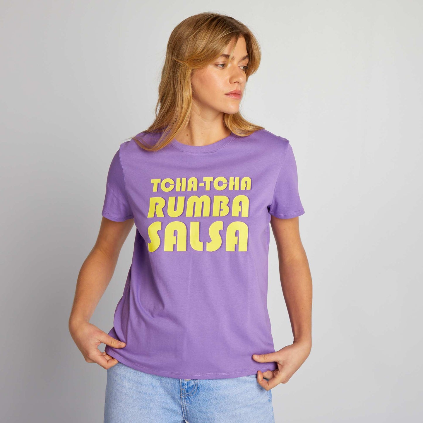 T-shirt en jersey imprimé Violet
