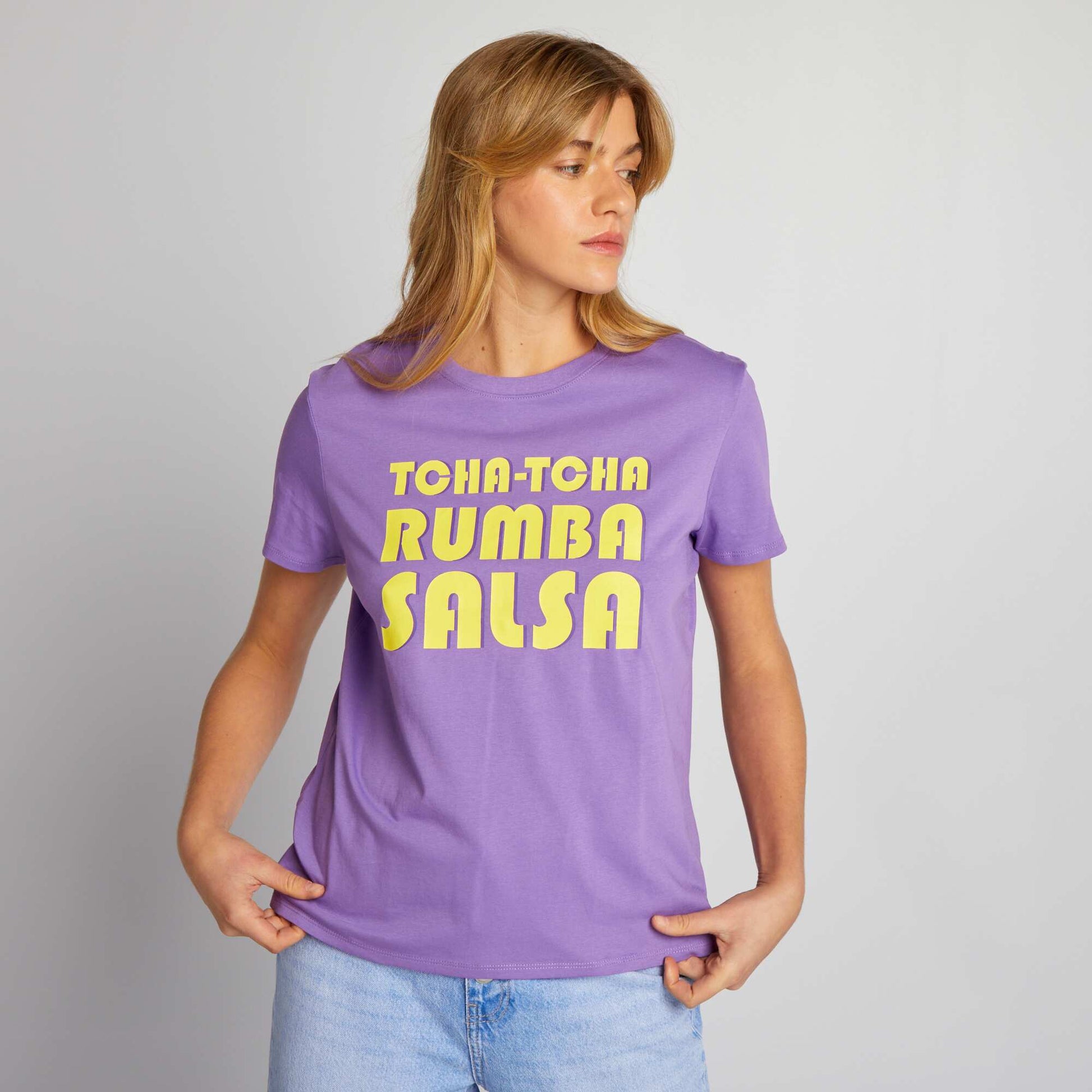T-shirt en jersey imprim Violet