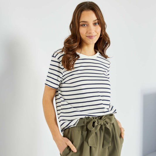 T-shirt co-con u 'rayures' Blanc