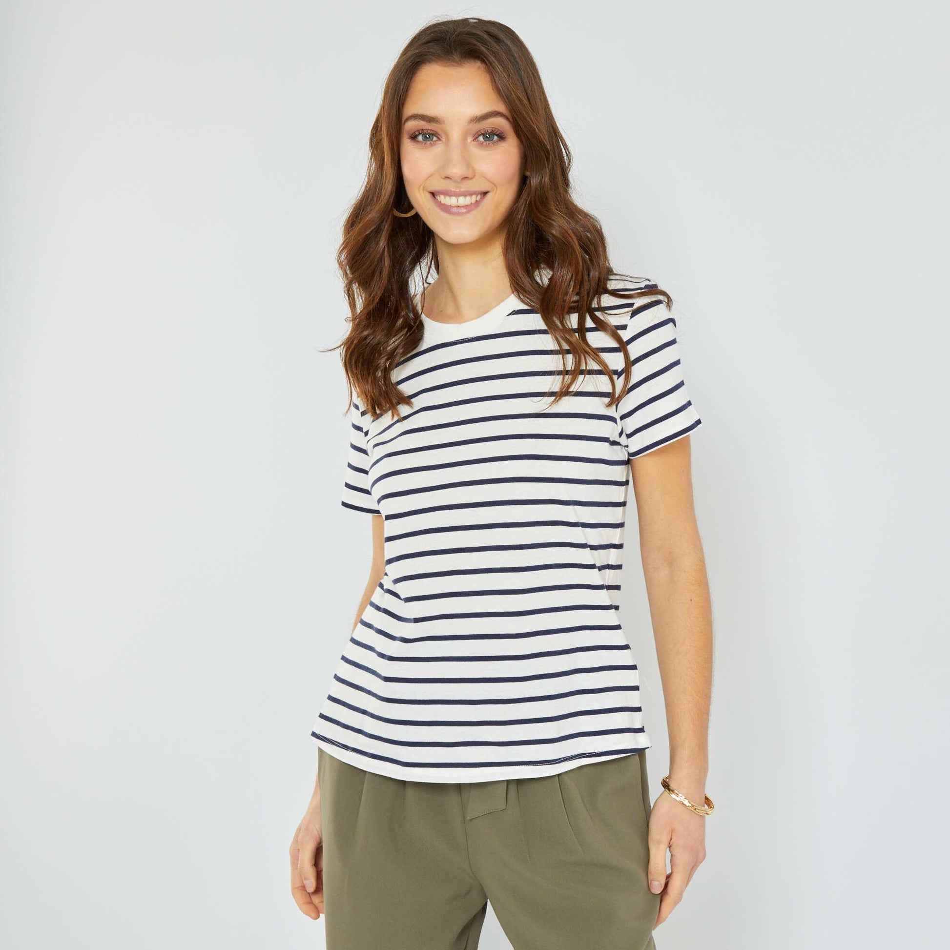 T-shirt co-con u 'rayures' Blanc