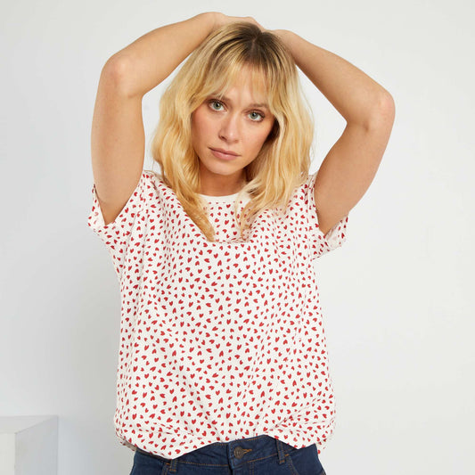 T-shirt co-con u 'coeurs' Rouge/blanc