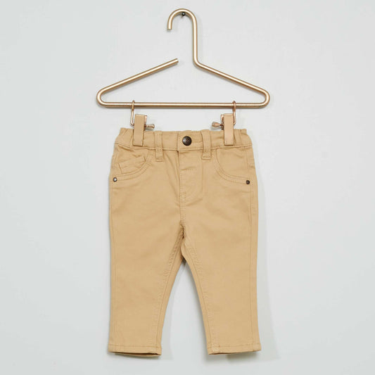 Pantalon en twill de coton uni Beige