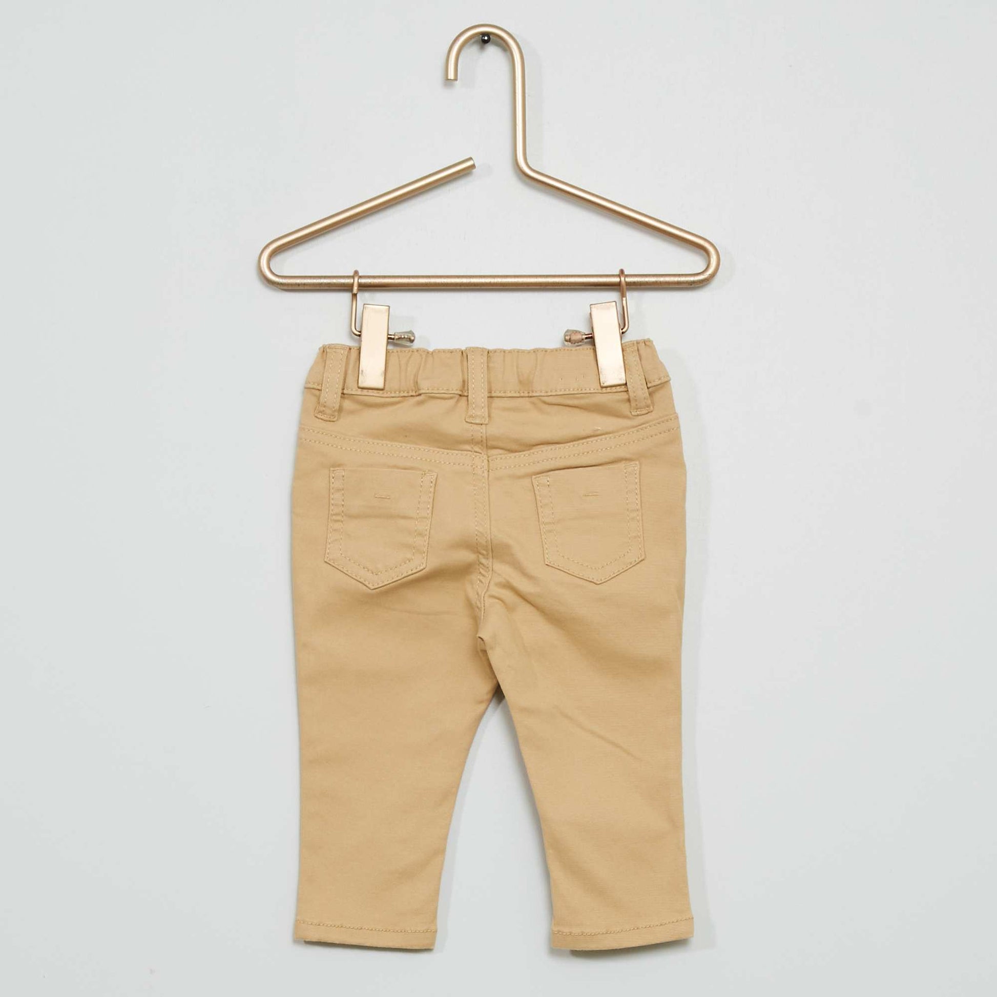Pantalon en twill de coton uni Beige