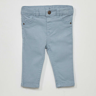 Pantalon en twill de coton uni bleu denim