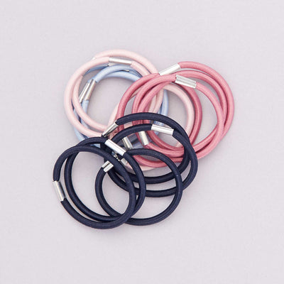 Lot de 15 lastiques unis rose/bleu/noir