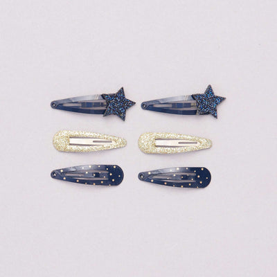 Lot de 6 pinces cheveux bleu/dor