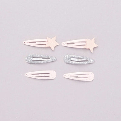 Lot de 6 pinces cheveux rose