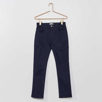 Pantalon slim en twill bleu marine